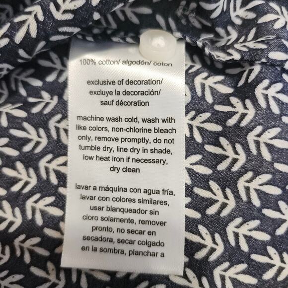 Nautica Jeans Women's NWT Button Up Roll Tab Sleeve Blue Leaf Stamp X-Large - Picture 10 of 10